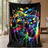 Vibrant Gaming Controller Art Theme blanket Lightweight Warm Flannel Blanket Decorative Throw Blanket for Home Decoration