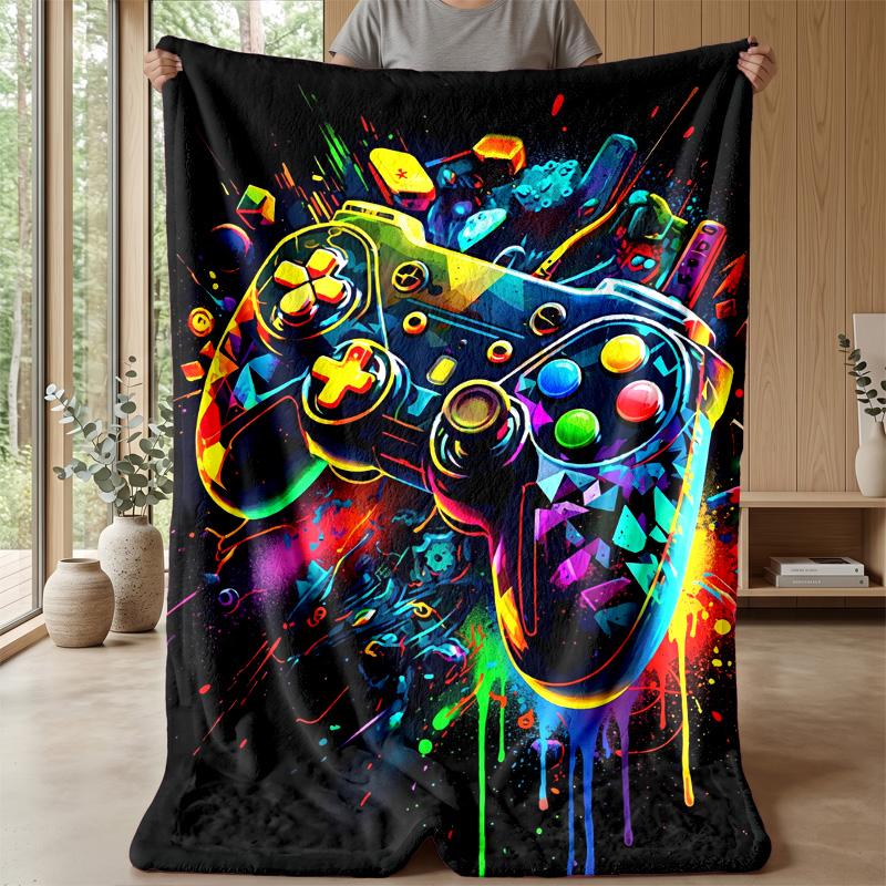 Vibrant Gaming Controller Art Theme blanket Lightweight Warm Flannel Blanket Decorative Throw Blanket for Home Decoration
