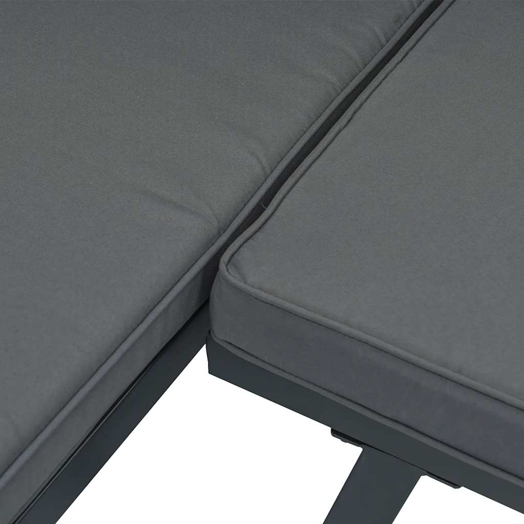 2 piece garden sofa set with cushions black aluminum
