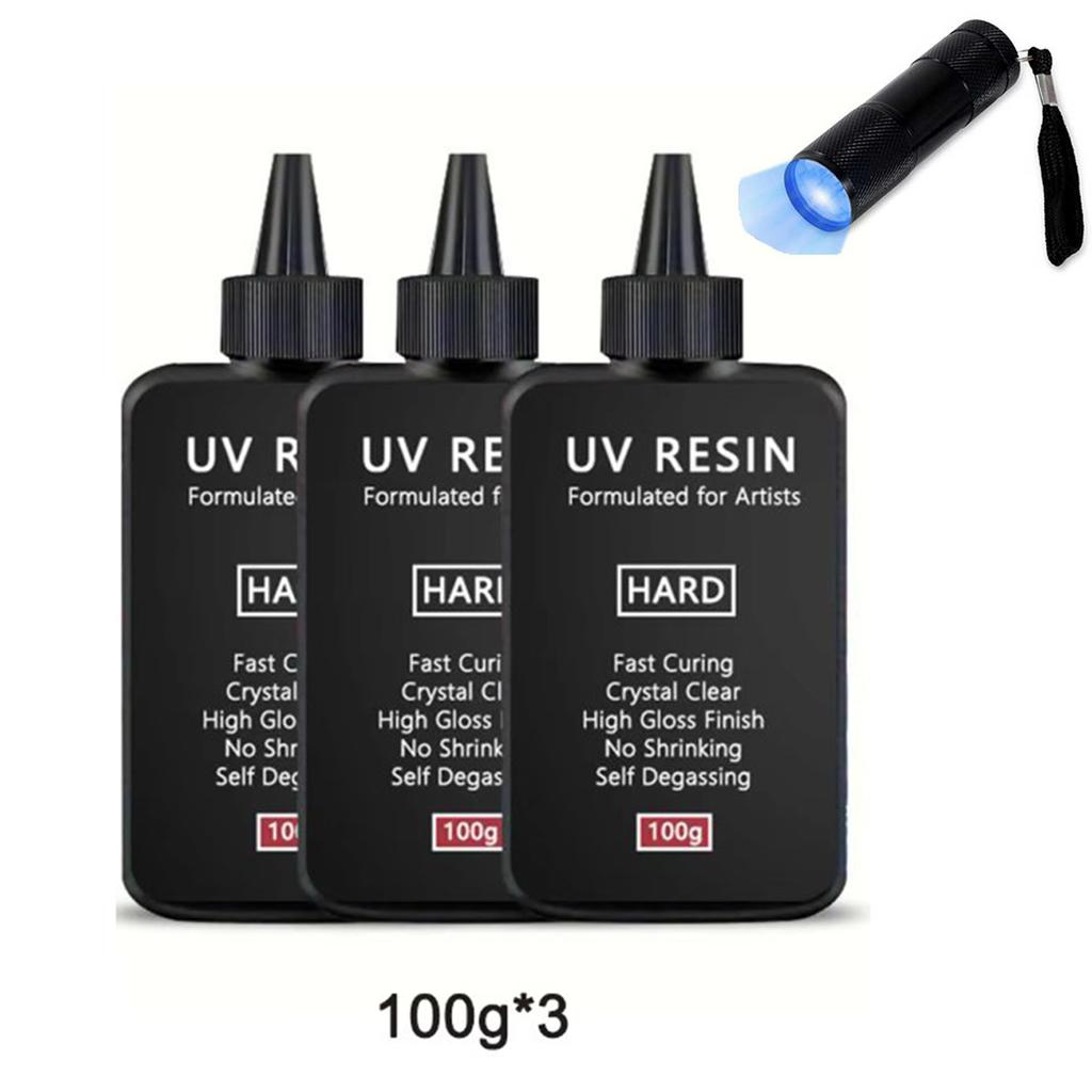Crystal Clear Hard UV Resin Upgraded Formula Ultraviolet Fast Curing Resin for Jewelry Making, Hard Transparent Solar Cure Resin