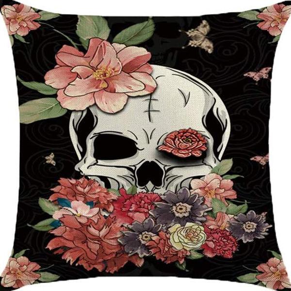 Halloween Pillowcase Skeleton Witch Pattern Line Print Bedroom Living Room Decoration Pillowcase