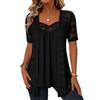 Elegant 2026 Summer Solid Color Lace Hollow Two-Piece Women's Top
