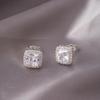 S925 Silver Moissanite Square Cut Rhinestone Stud Earrings for Women - High-End Niche Design