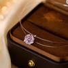 Invisible Fishing Line Mermaid's Tear Necklace, Womens Light Luxury Rose Pink Crystal Collarbone Chain.
