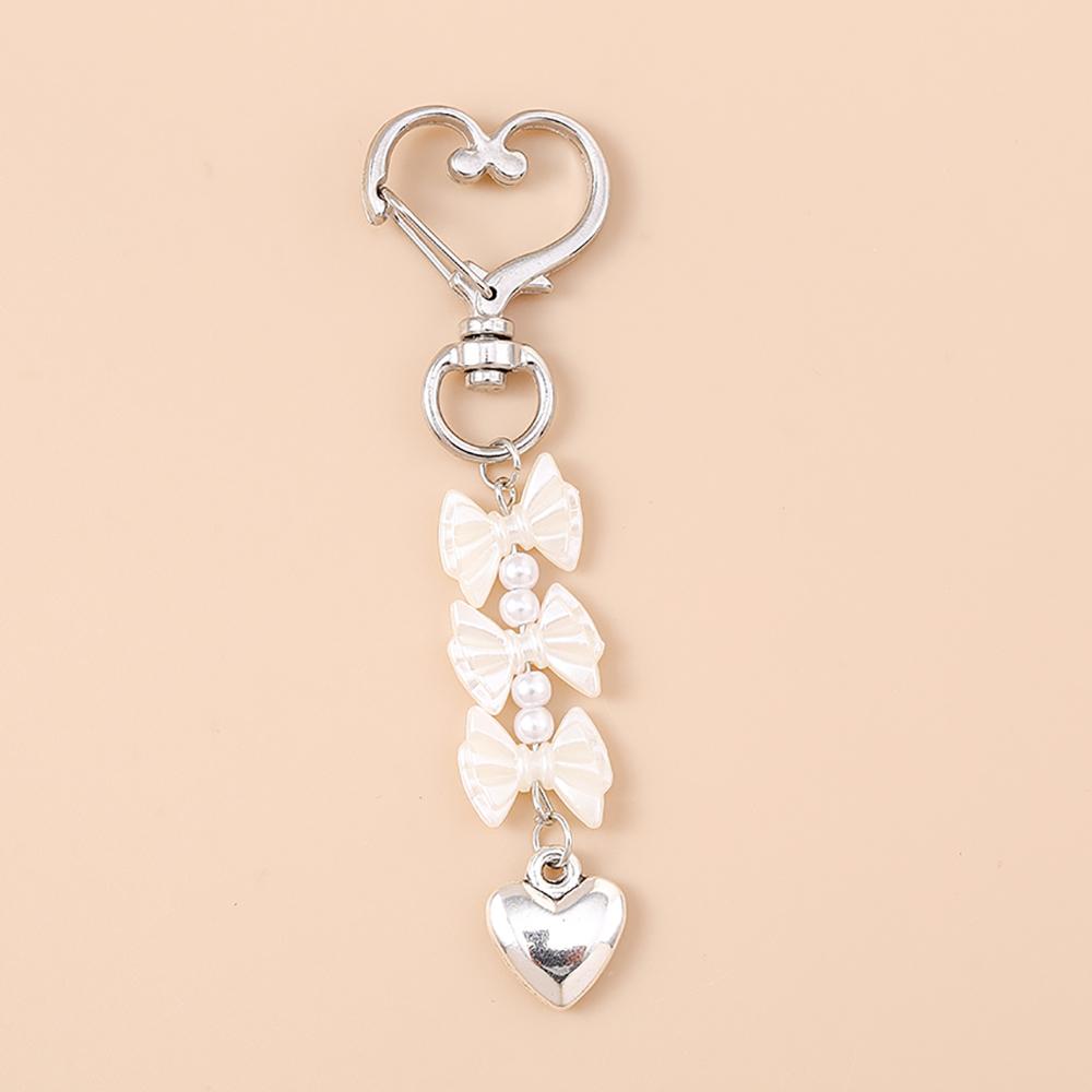 

Cute Crystal Butterfly Keychain Women Girls Pearl Key Ring Pendants for Handbag Decor DIY Handmade Key Chain Jewelry Gifts