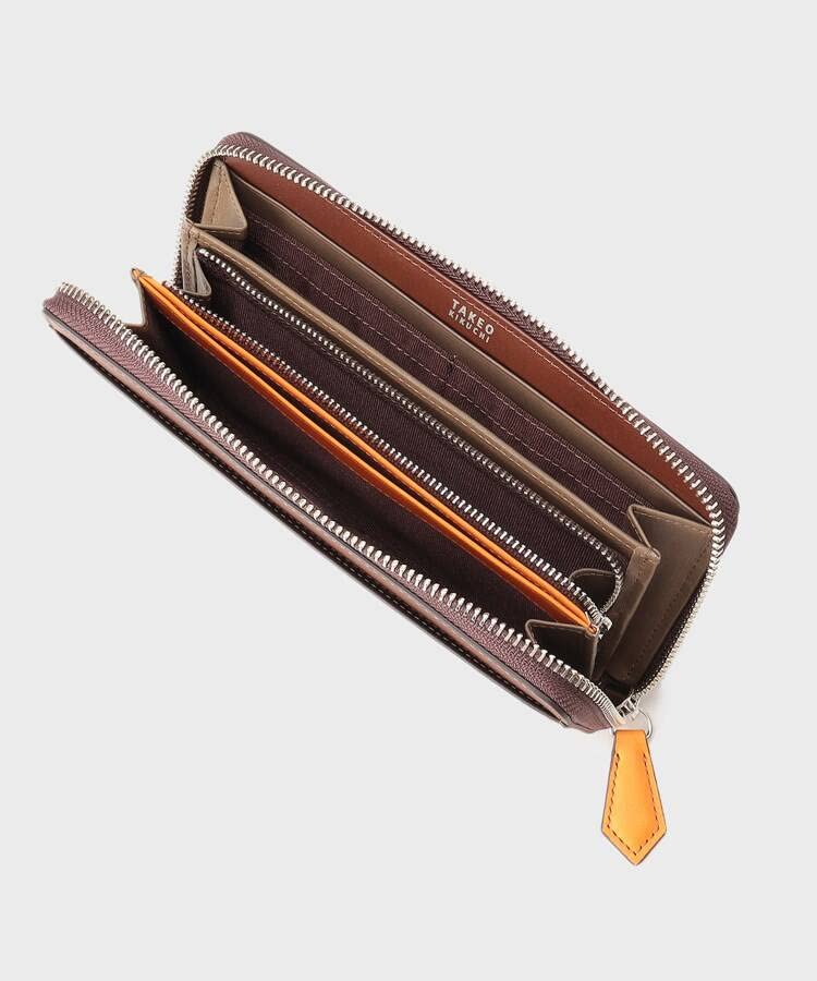 Takeo Kikuchi Antique Leather Long Wallet with Zip-Around Closure, Men's, Black (519) 07001531