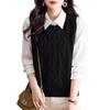 Women's Autumn Sleeveless Knit Vest – Versatile Layering Cardigan, Loose Fit, Yellow Brown (2025 New)