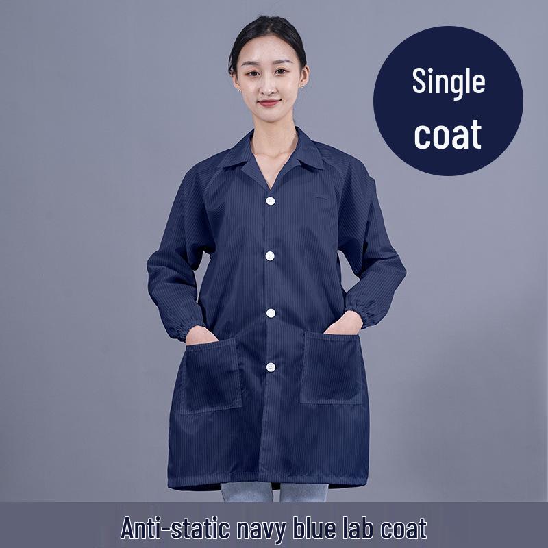 Unisex Striped Antistatic Lab Coat for Dust-Free and Static Protection