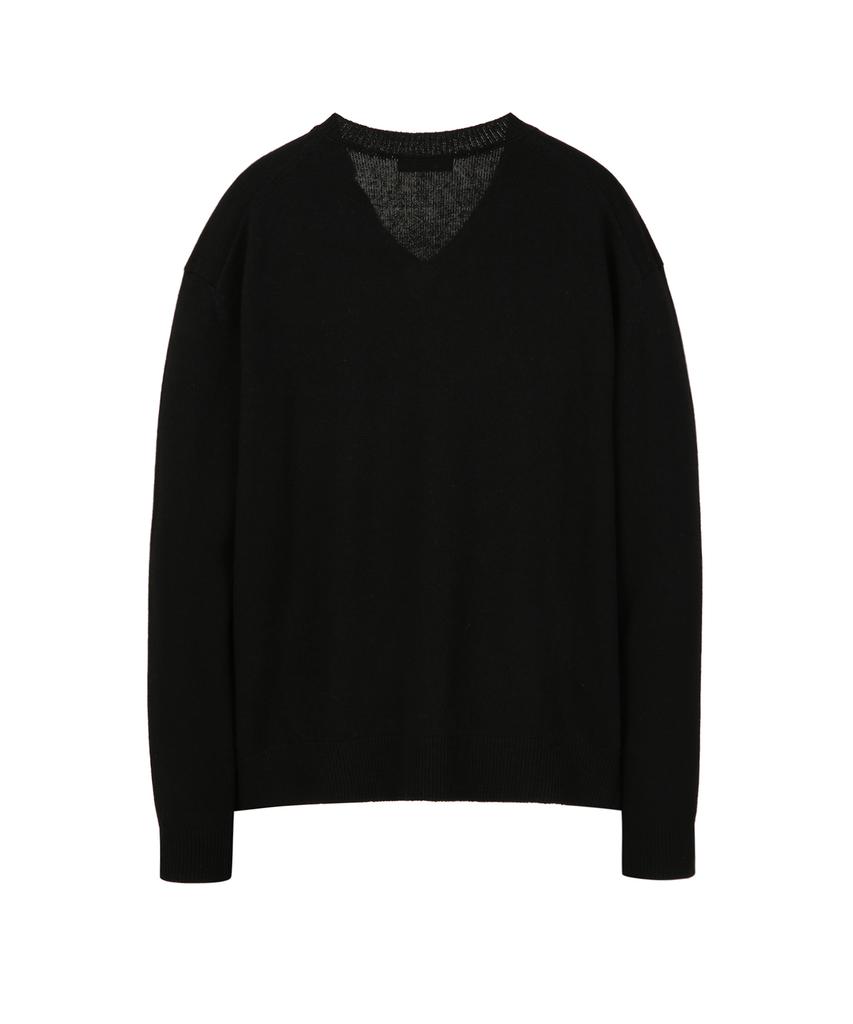 IL CORSO Lambswool Cozy V-Neck Knit Black Iesw5F001Bk