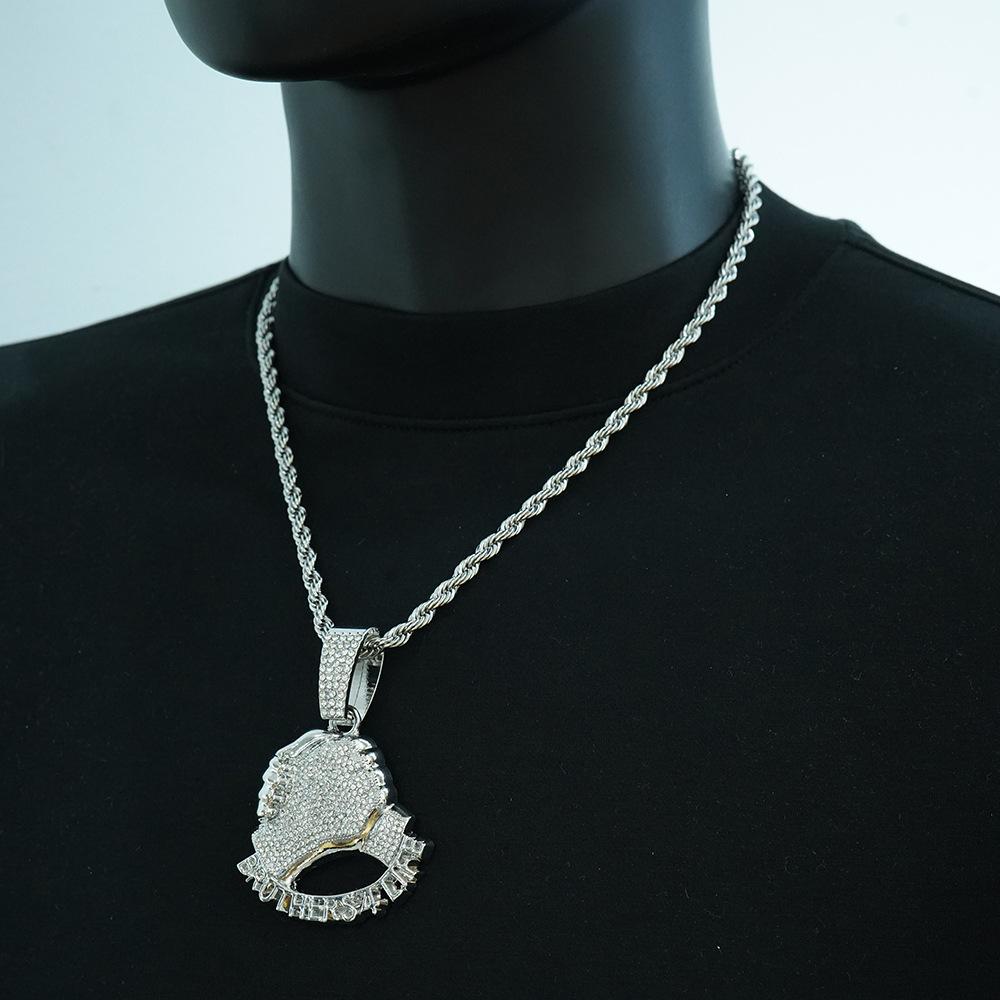 Hot Selling Hand In Hand Brothers 4 Life Full Diamond Alloy Pendant Fashion Cuban Chain Necklace Accessories