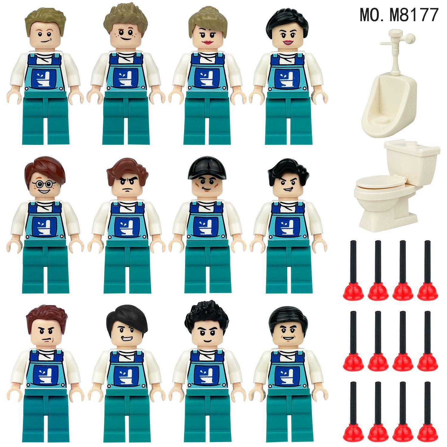 12 Toilet Cleaner M8177 Children Assemble Small Particles Building Block Toy Accessories Urine Basin