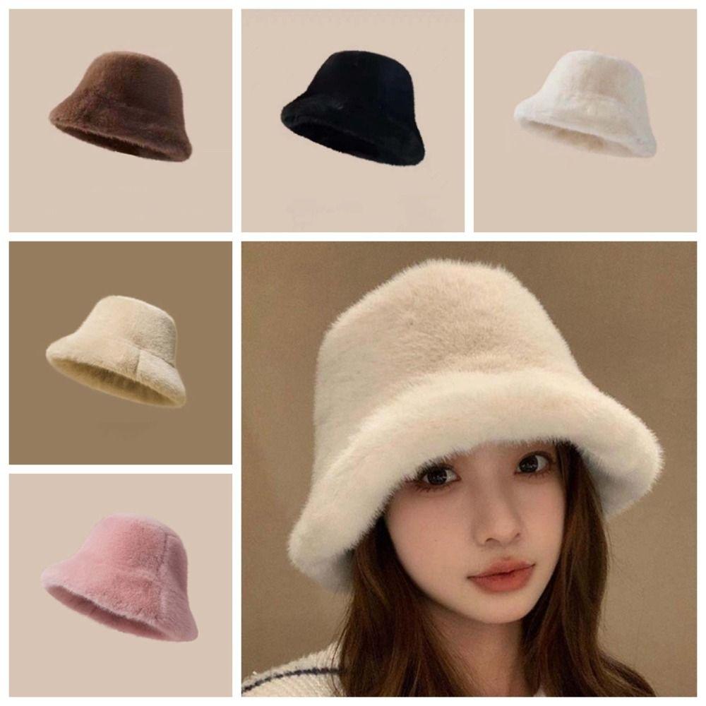 Warmer Plush Basin Cap Temperament Anti-cold Bucket Hat Elegant Winter Fisherman Hat  Men