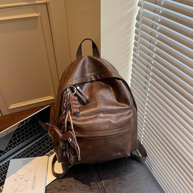 Fashionable PU Leather Backpack with Adjustable Shoulder Straps Simple Design Suitable for Daily Use Travel Shopping and Other Scenarios No Pendant