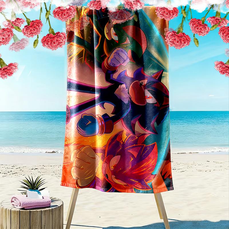 Sonic the Hedgehog4 Print Beach Towel, Large Soft Quick Dry Towel for Beach Camping Swimming