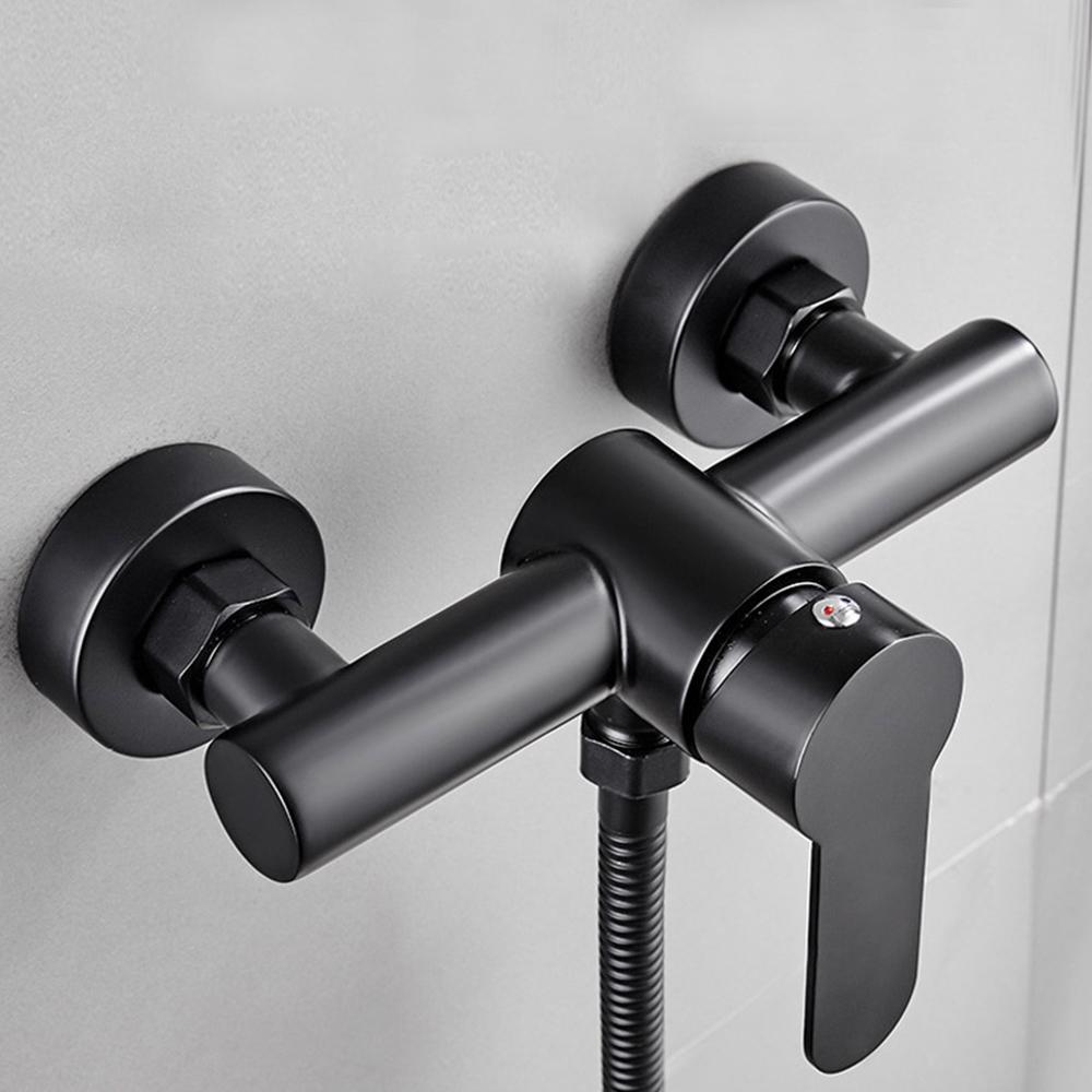304 Stainless Steel Bathroom Shower Faucet Wall Mounted Triple Bathtub Faucet Hot and Cold Water Mixer Valve Nozzle Tap G1/2in