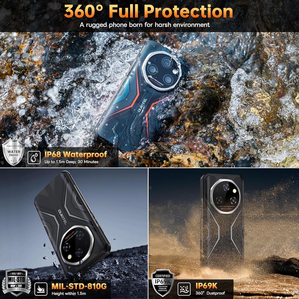 OUKITEL WP55 Pro 5G Cellphone 48GB+512GB/2TB 11000mAh 6.6" Display 108MP Android 15