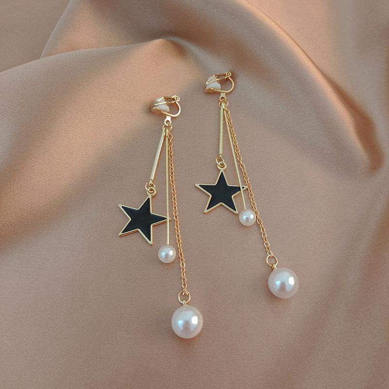 Orecchini a Polsino con Nappe di Perle per Orecchie Non Forate - Gioielli di Moda di Alta Gamma 2025 per Donne