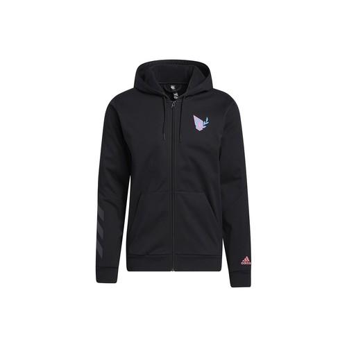 adidas Solid Color Sports Running Training Hooded Jacket for Men, Black M чёрный