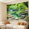 2D flat banner  1 piece - Green landscape with dense trees and water features  home decoration  bedroom decoration