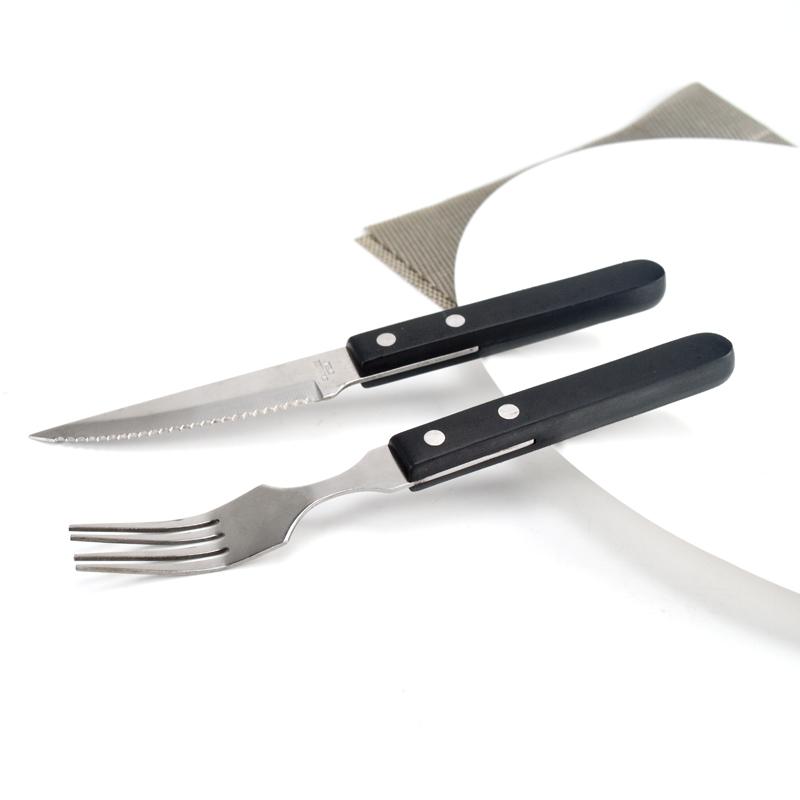 High-Grade Stainless Steel Bakelite Wooden Handle Steak Knife, Fruit Salad Forks, Dinner Fork, 4 PCs/Lot