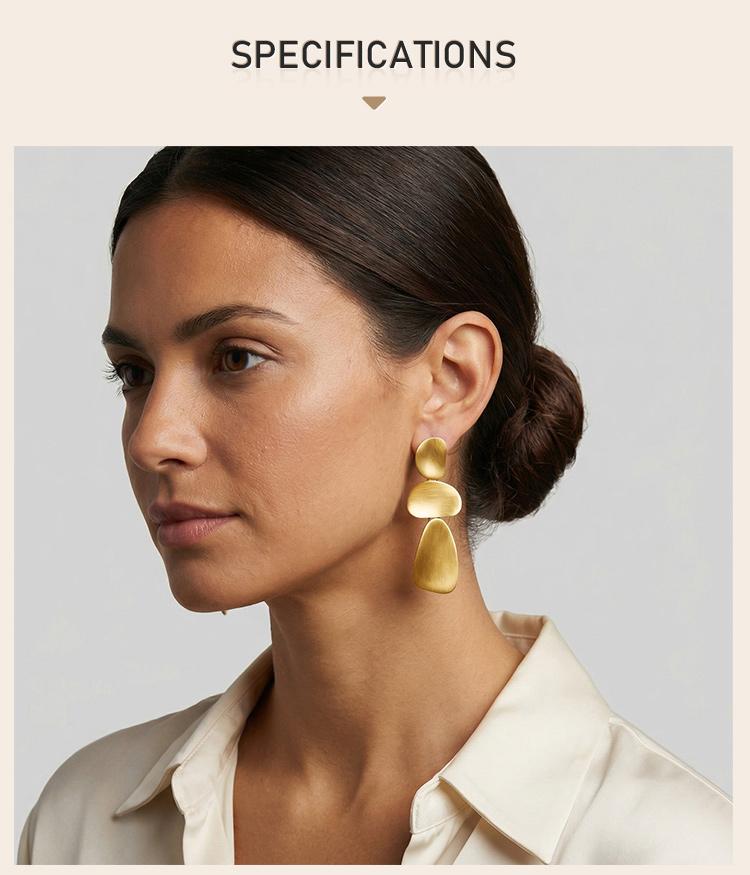 Stainless Steel Brushed Geometric Drop Earrings, 18K Gold Plated Irregular Dangle Earring Women, Minimalist Statement Jewelry