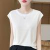 2026 Spring Women's Puff Sleeve Knit T-Shirt - Solid Color, Round Neck