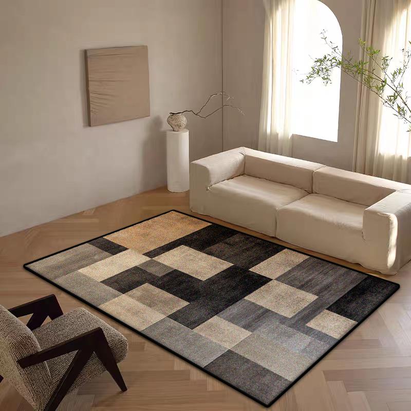 Block Design Modern Area Rugs for Living Room Luxury Decoration Home Plush Carpet Mat Bedside Bed Room Entrance Non-slip Mat IG