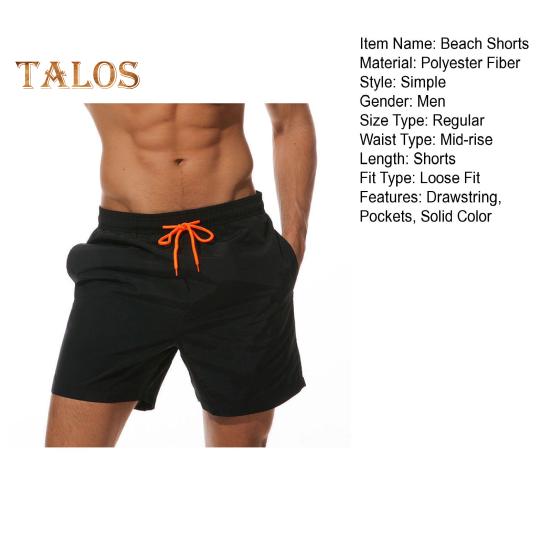 Men Beach Shorts Drawstring Waist Adjustable Fit Casual Shorts with Pockets Solid Color Versatile Shorts Daily Wear