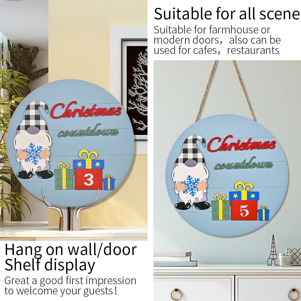 Wooden Christmas Decor Rudolph Countdown Calendar Door Hanger Festive Wall Decoration