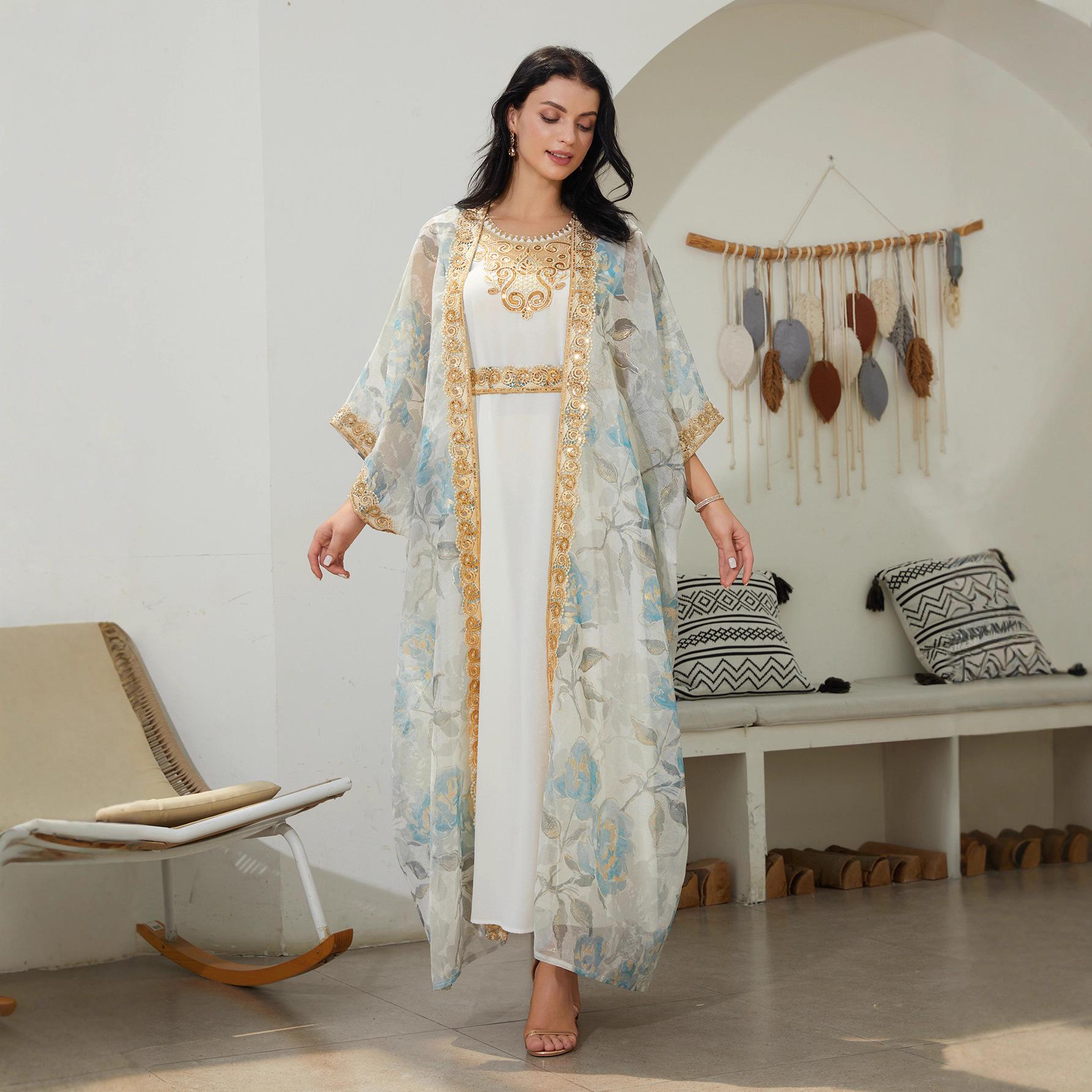 Дубайская длинная абайя для мусульманок - Европейский и американский стиль XXL