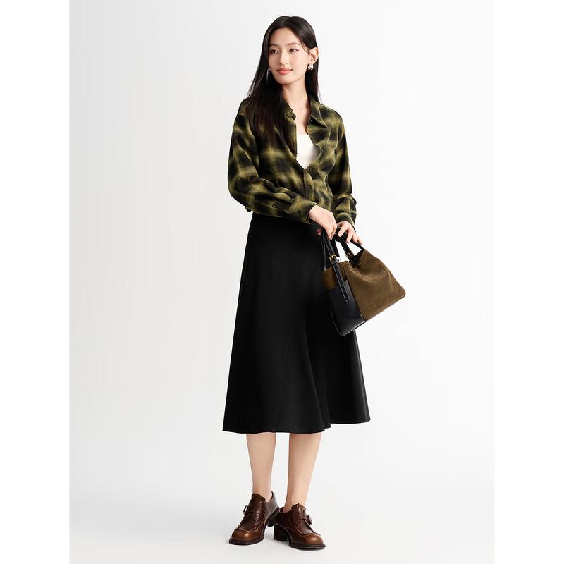 JOOZZY ANNACOLL Elegant Asymmetric Knit A-line Midi Skirt