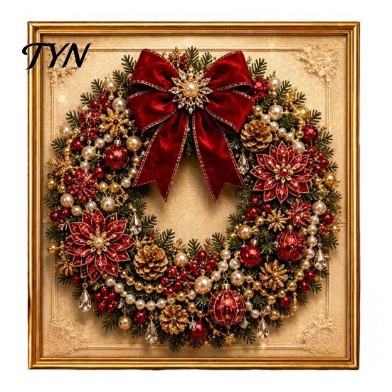 Artistic Faux Pearl Bead Kits Christmas Art Kit, Winter Scene DIY Painting Holiday Craft for Kids 3D Sparkling Animal Wall Kit Adults,