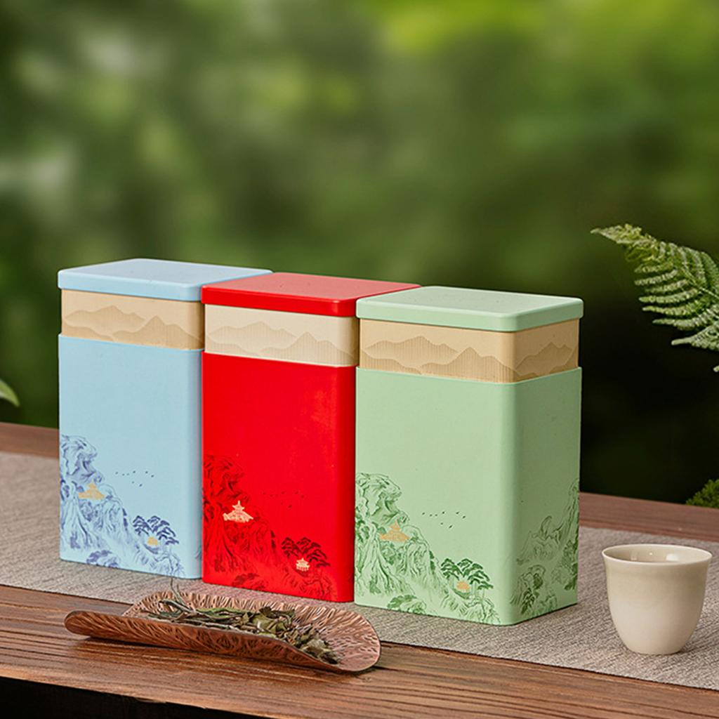 Compact Tea Container Portable Tinplate Tea Storage Box Tea Canister Tea Storage Jar Perfect for Home or Office Use