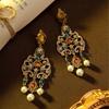 Enamel Relief National Style New Chinese Plum Blossom Earrings Medieval Vintage Gorgeous Retro Old Earrings