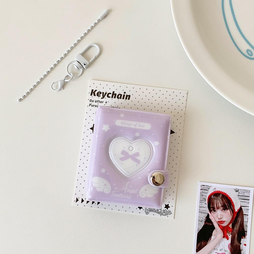 Durable 2-inch Card Storage Photocard Holder Wings Patterns With Keychain Kpop Idol Card Binder Photo Album