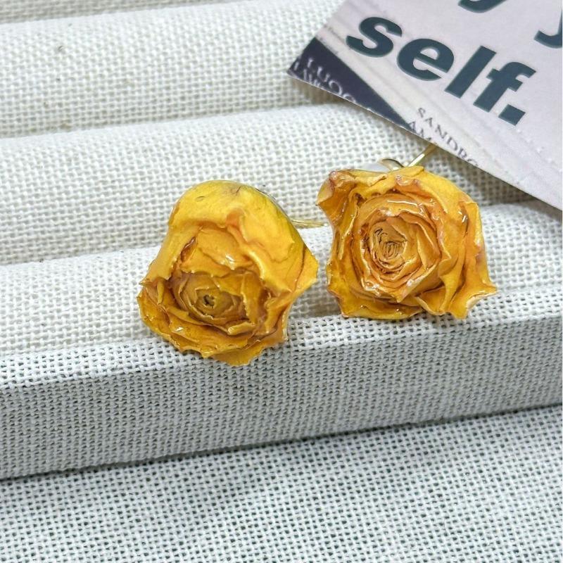Silver Needle High-Class Rose Flower Real Flower Earrings Ear Pendants Real Flower Perpetual Flower Jewelry
