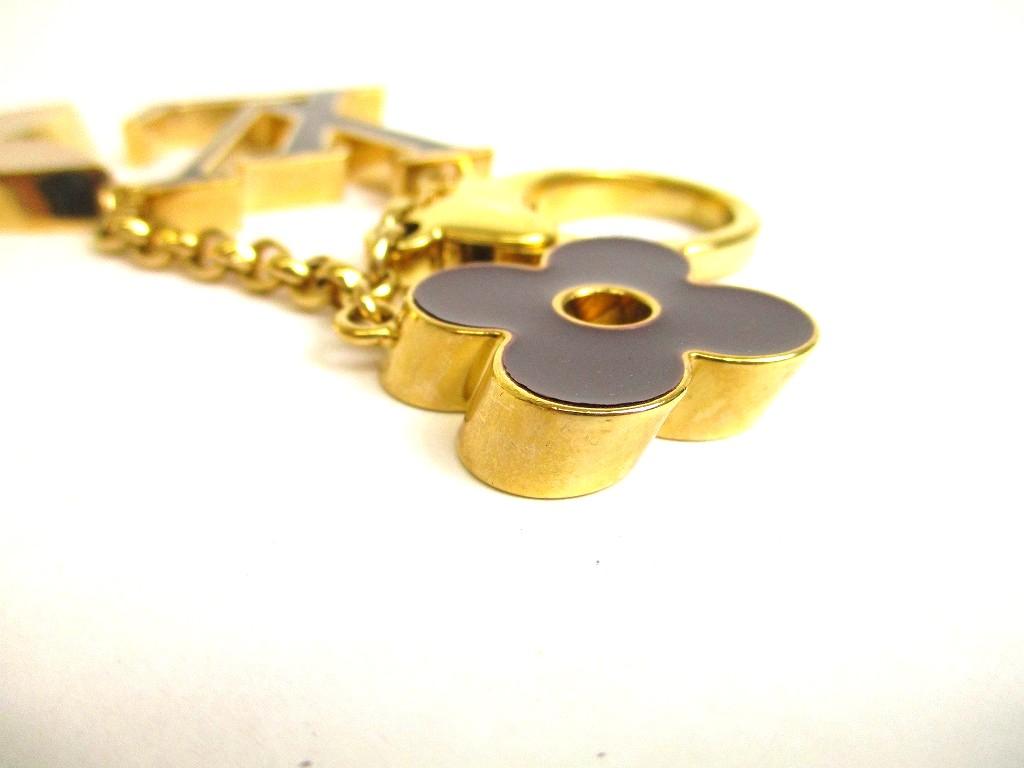 Authentic LOUIS VUITTON Gold Bag Charm Key Holder Sac Fleures du #a945  Refurbished