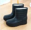Fashion Men's Plush and Thick Warm Snow Boots, Waterproof, Anti Slip, Rain Boots, Lightweight and Wear-resistant Work Cotton Boots