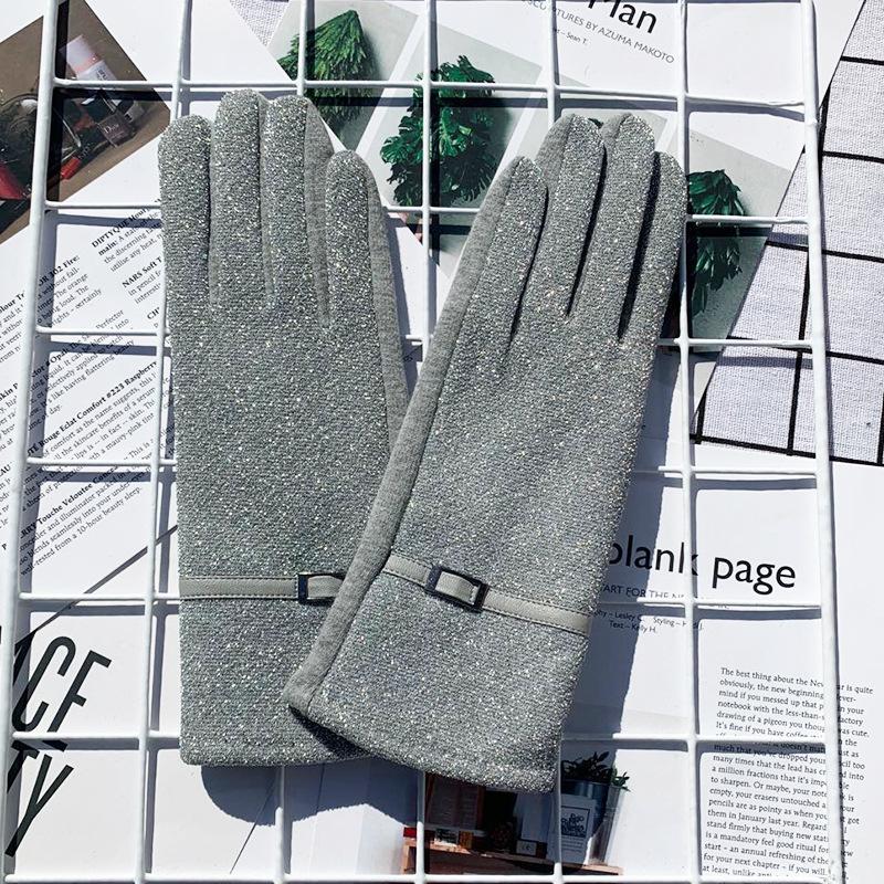 Women Winter Keep Warm Touch Screen Shiny Bright Silk Gloves Fashion Personality Elegant Luxury Style Drive Cycling