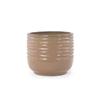 Single Handmade Ceramic Planter (diameter 36 cm), Light Brown, Wave Groove Structure, Breathable, Frost-Resistant