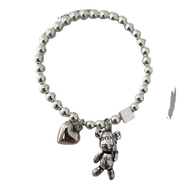 Summer 2022 Heart Bear Beaded Bracelet for Women – Elastic Niche Design Jewelry