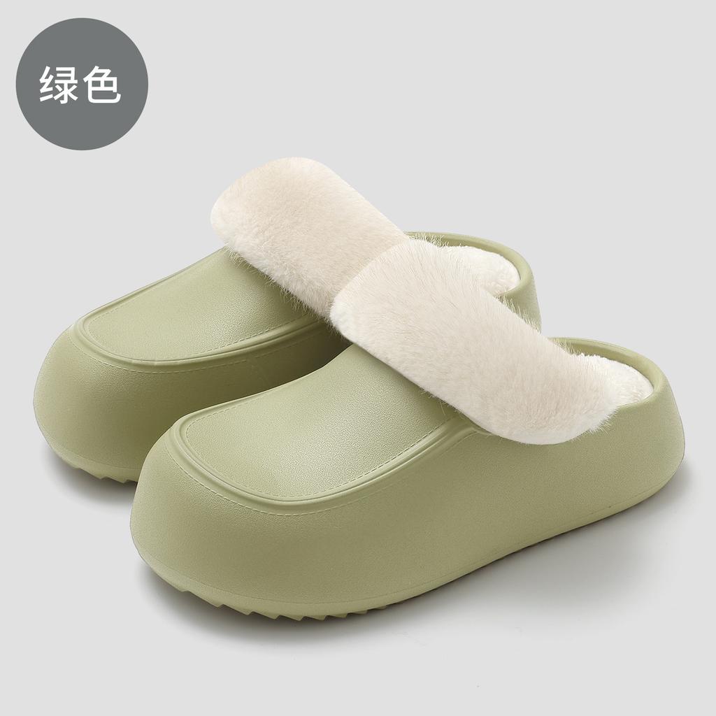 Waterproof cotton slippers, half a pack in autumn and winter, and home indoor warmth, velvet, non-slip and windproof cotton towers.