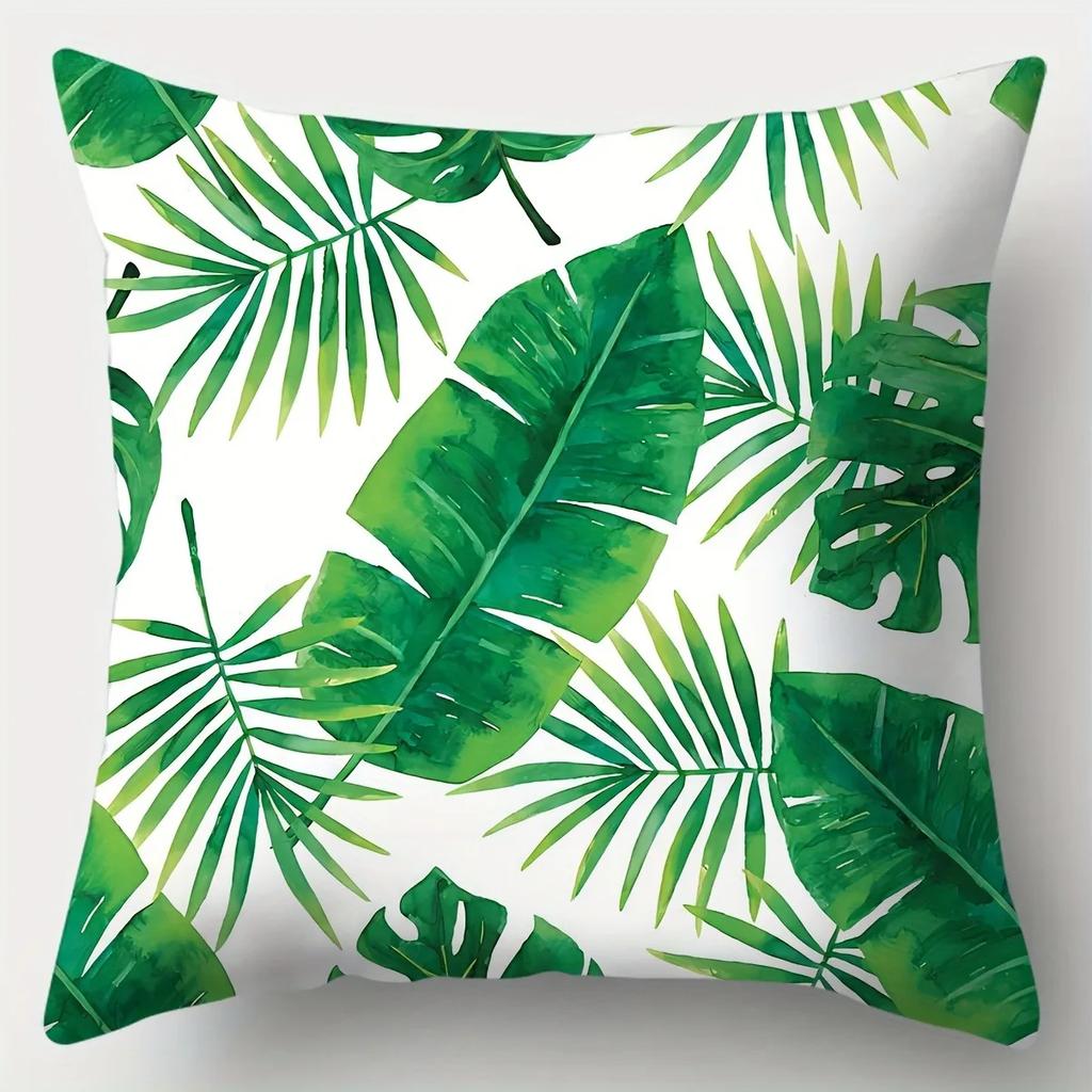 Green Geometric Decorative Pillowcase, Ultra-Soft Polyester Material Living Room Sofa Back Car Pillowcase Home Decoration