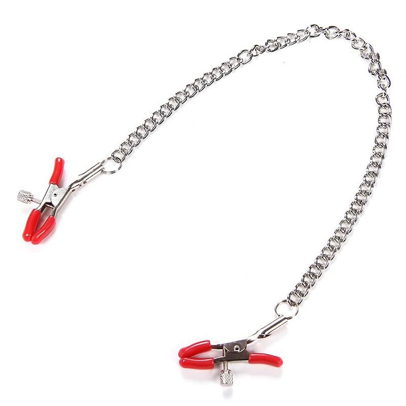 Nipple Clitoris Clamp Labia Clip,BDSM Bondage 4 Metal Clip Chained Shaking Stimulate Massage Breast Sex Toy For Women Adult Game