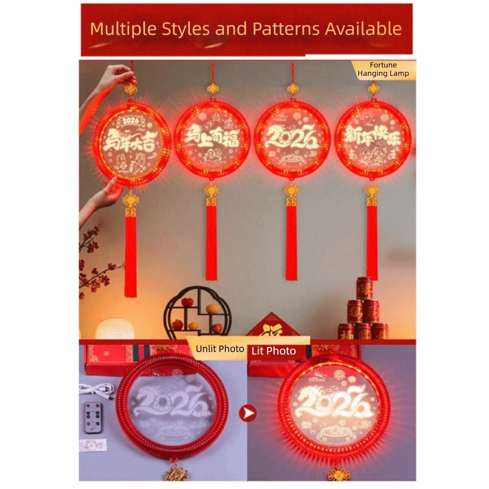 3D Glowing New Year Lantern Easy Hanging Pendant Style Red Hanging Lanterns Good Luck Design Year Of The Horse