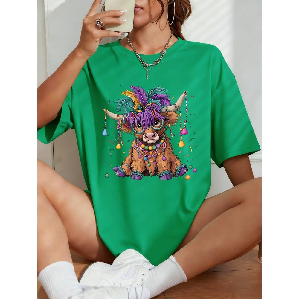 Carnivals Cute Feathered Cow Print T Shirt Woman Summer O-Neck T-Shirts Casual Cotton Clothes Y2K Hip Hop Short Sleeve