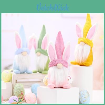 Easter Bunny Gnome Figurine Home Decor With Knitted Hat For Holiday Festivities