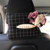 Cute Bowknot Grid Car Tissue Box Auto Seat Headrest Hanging Paper Tower Holder Organizer Women Styling Car Interior Accessories