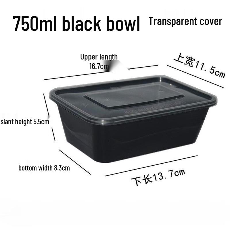 Disposable Plastic Food Containers with Lids, 750ml