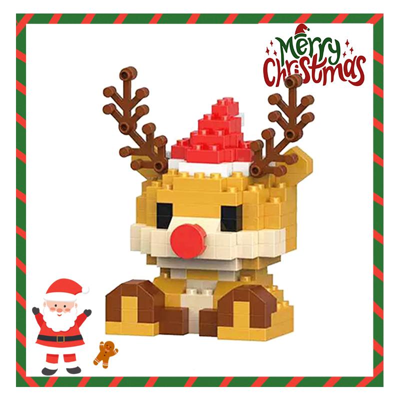 Weihnachtsgeschenke Baustein-Serie Weihnachtsmann Rentier Puzzle Zusammenbau Steine Tischdekoration Spielzeug für Kind Weihnachtsgeschenk